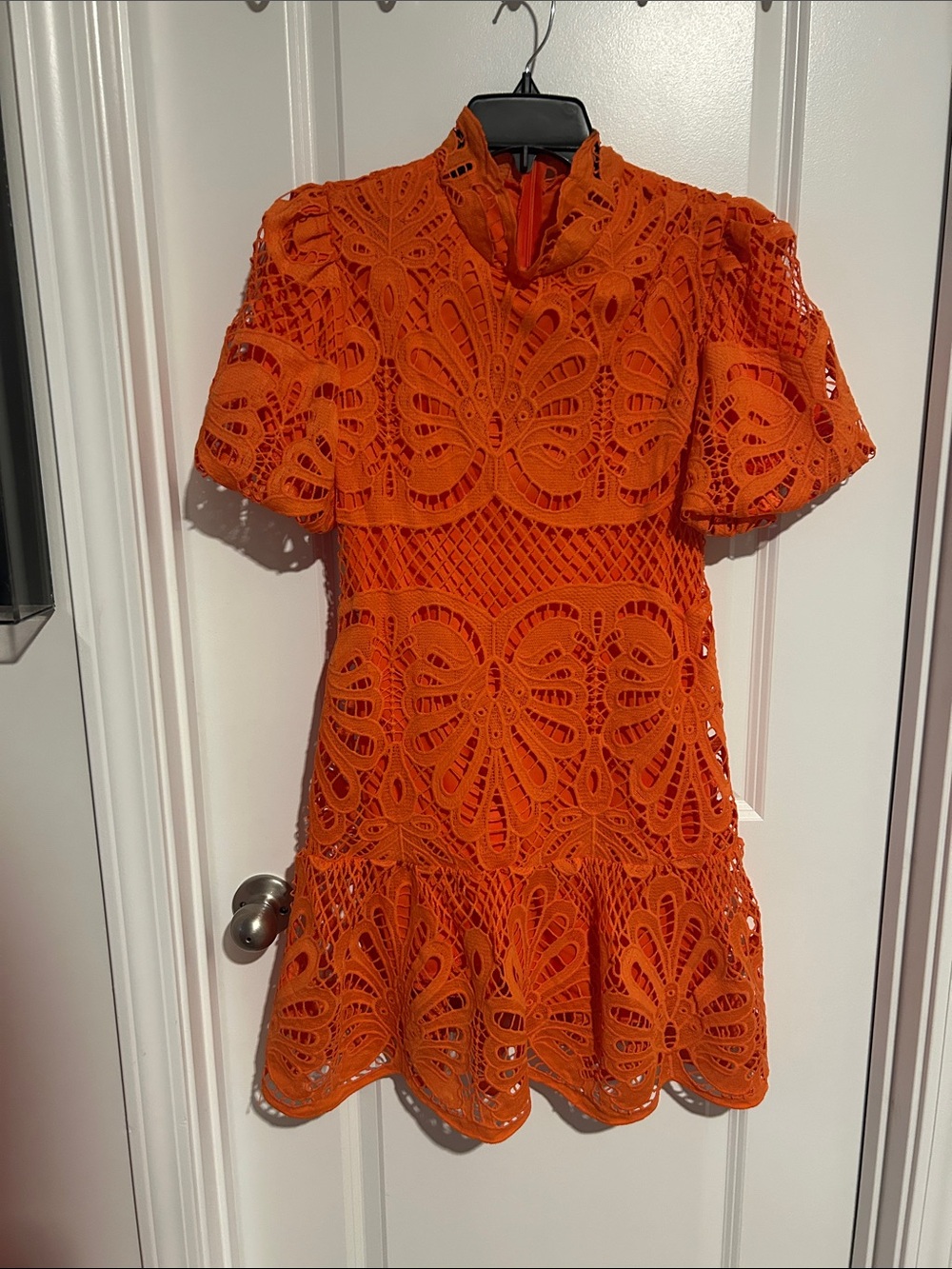 Women’s Orange Lace Fit & Flare Dress